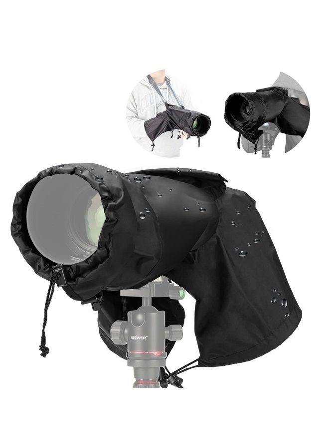 NEEWER Camera Rain Cover, Small Size Durable Nylon Raincoat Compatible with Sony A7 A9 Canon 7D 5D Nikon D750 D850 Cameras and Lenses Within ⌀200mm, with Sleeves, Drawstrings, Viewing Window, PB003 - Image 1