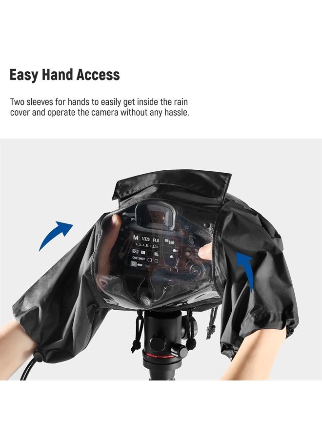 NEEWER Camera Rain Cover, Small Size Durable Nylon Raincoat Compatible with Sony A7 A9 Canon 7D 5D Nikon D750 D850 Cameras and Lenses Within ⌀200mm, with Sleeves, Drawstrings, Viewing Window, PB003 - Image 4