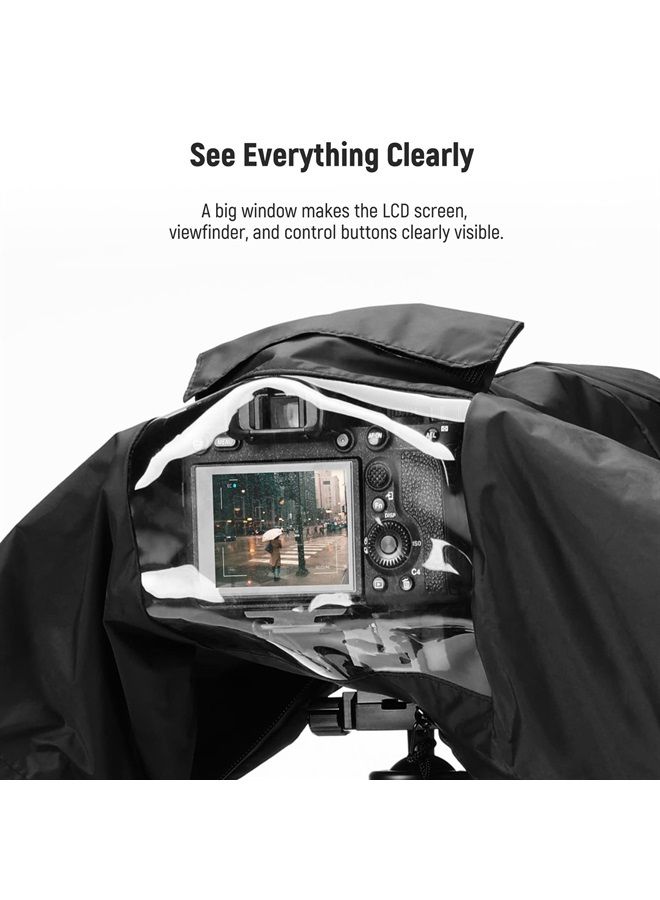 NEEWER Camera Rain Cover, Small Size Durable Nylon Raincoat Compatible with Sony A7 A9 Canon 7D 5D Nikon D750 D850 Cameras and Lenses Within ⌀200mm, with Sleeves, Drawstrings, Viewing Window, PB003 - Image 5