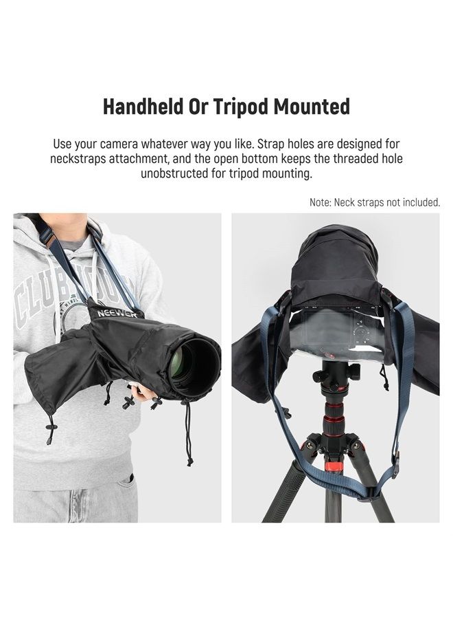 NEEWER Camera Rain Cover, Small Size Durable Nylon Raincoat Compatible with Sony A7 A9 Canon 7D 5D Nikon D750 D850 Cameras and Lenses Within ⌀200mm, with Sleeves, Drawstrings, Viewing Window, PB003 - Image 2