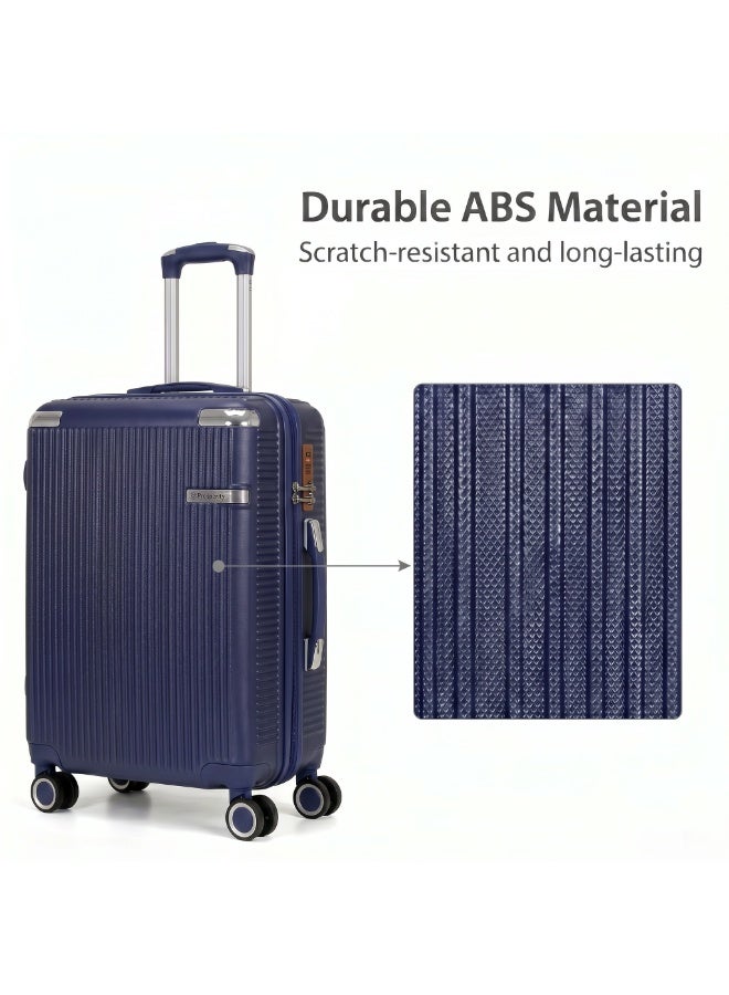 الازدهار طقم حقائب سفر ABS 4 قطع أزرق 13/20/24/28 بوصة مع حقيبة مستحضرات تجميل، حقيبة صلبة مع قفل TSA وعجلات دوارة 360°، خفيفة الوزن للنساء والرجال - Image 3