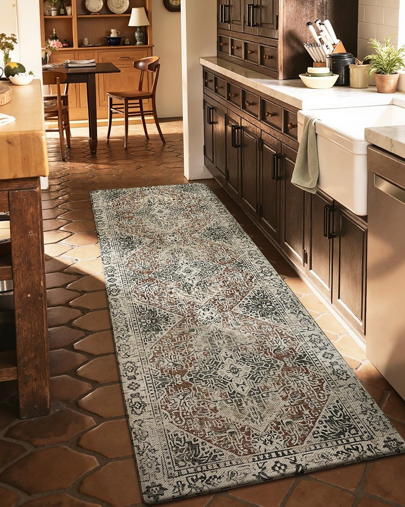 DEXI Kitchen Mats for Floor Cushioned, 23x86 Extra Large Long Runner Rug Non Slip, Waterproof Soft Comfort Standing Padded Anti Fatigue Decorative Cream Red - Image 4