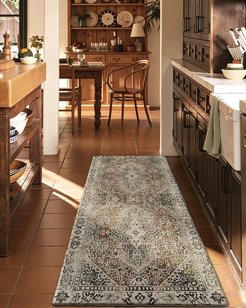 DEXI Kitchen Mats for Floor Cushioned, 23x86 Extra Large Long Runner Rug Non Slip, Waterproof Soft Comfort Standing Padded Anti Fatigue Decorative Cream Red - Image 3