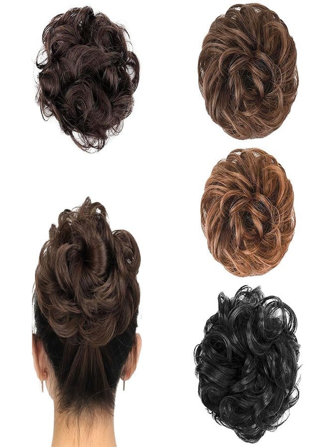 بلوشيا وصلات شعر BLUSHIA Rafall Juda Bun العصرية مع ربطة شعر مطاطية مرنة للبنات (متعددة الألوان، 4 قطع) - Image 2