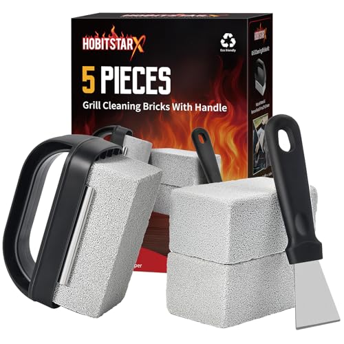 HOBITSTARX Griddle Cleaning Stone Brick 5Pack with Ergonomic Handle Natural Pumice Block for Blackstone Flat Top Griddles Cast Iron Ovens BBQ Surfaces - Image 1