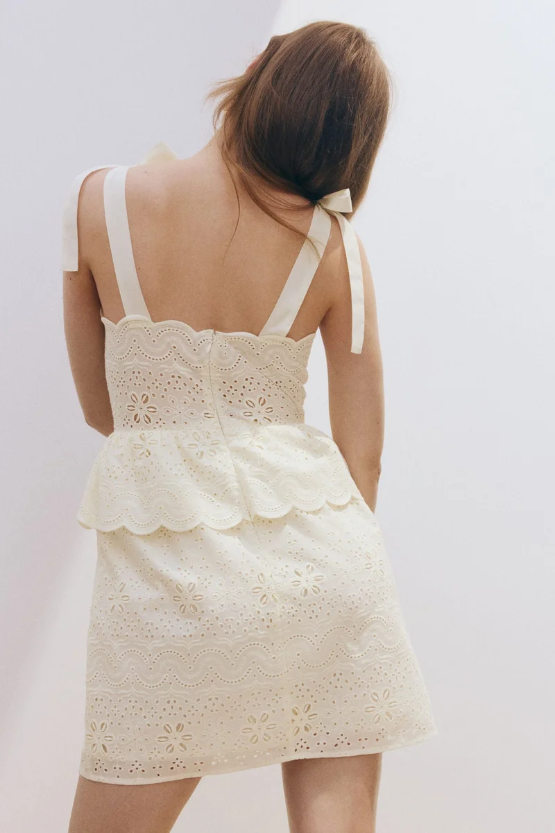 H&M  Tie-strap broderie anglaise dress for Women | Best Price UAE