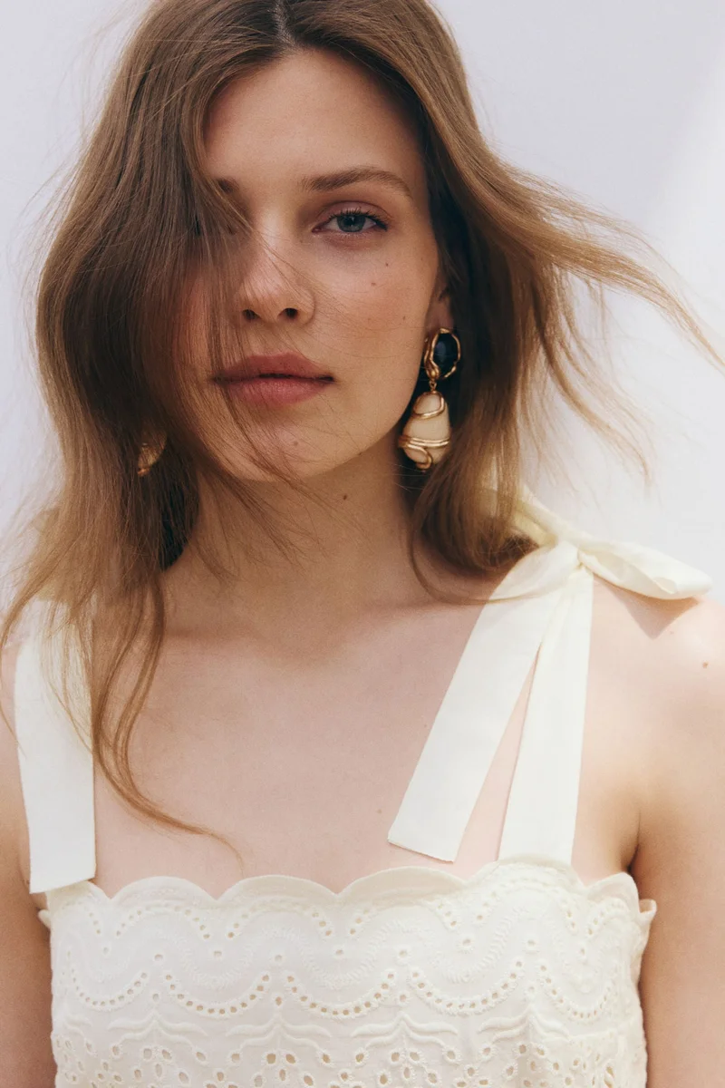 H&M  Tie-strap broderie anglaise dress for Women | Best Price UAE