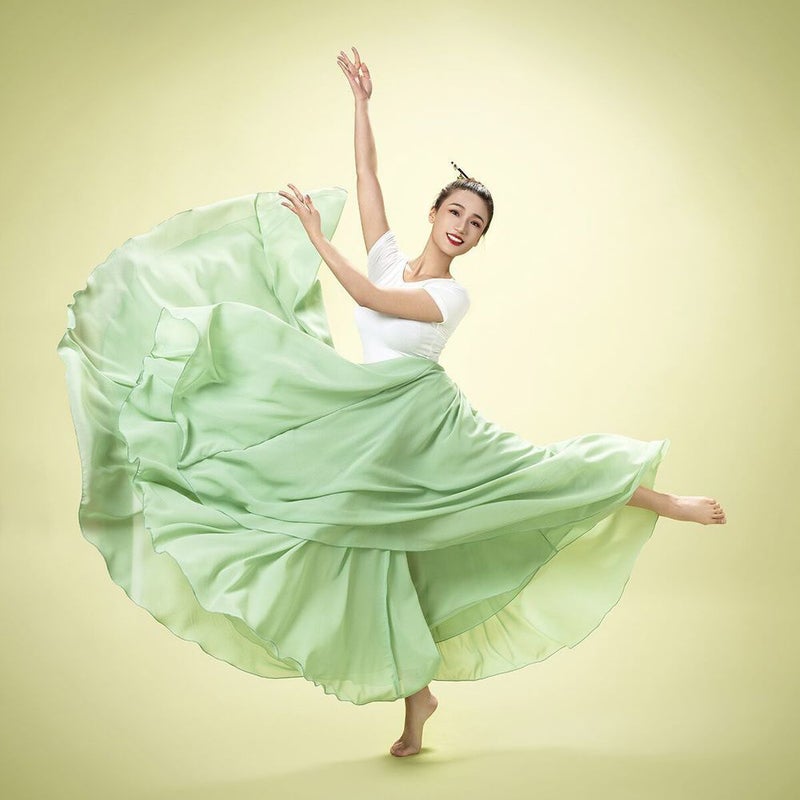 720 Degree Double Layer Large Hem Red Chiffon Skirt Dance Skirt Dance Long Skirt Square Dance Skirt Performance - Image 5