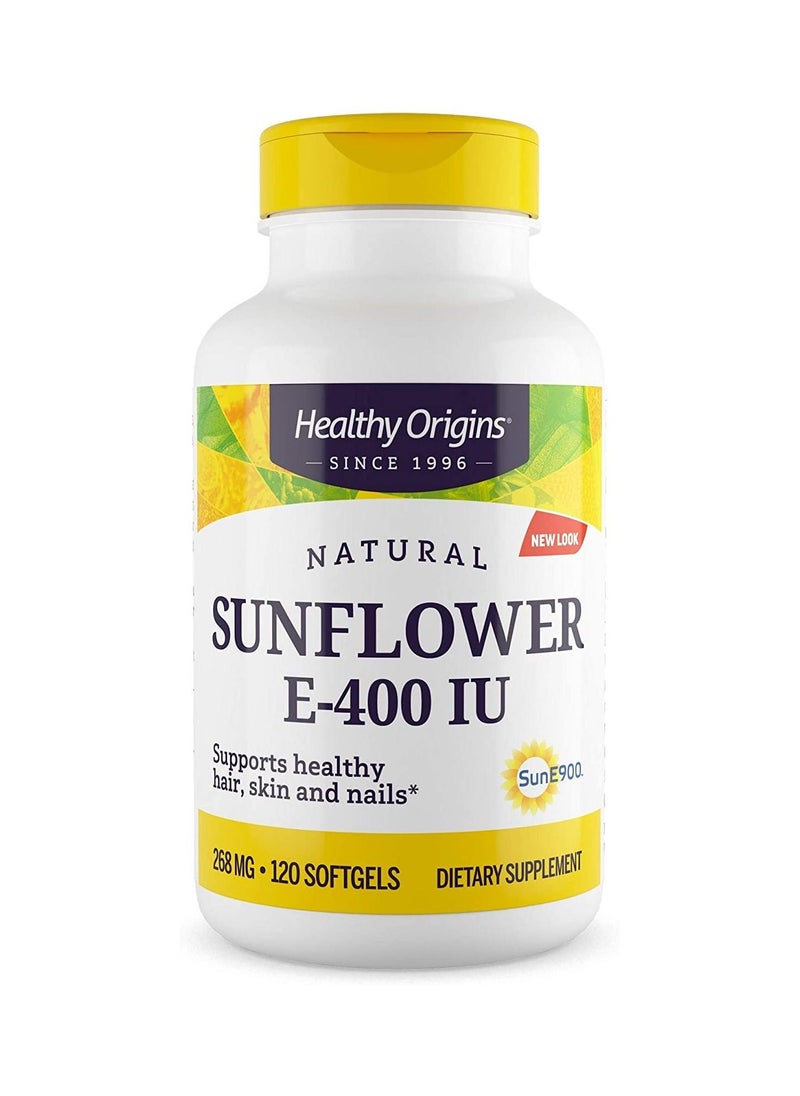 Healthy Origins Vitamin E, 400 IU Sunflower (Sun E 900) - Vitamin E Supplement - Hair, Skin & Nails Vitamins - Non-GMO & Gluten-Free Supplement - 120 Softgels  - Image 1