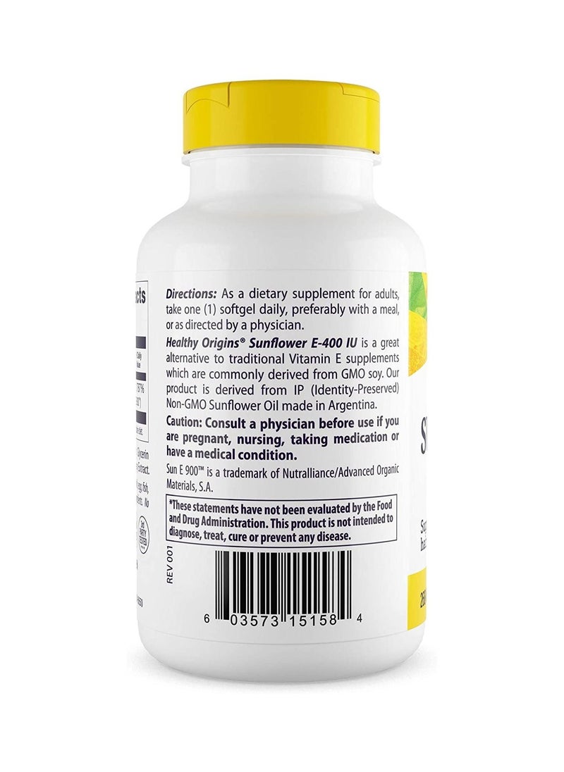 Healthy Origins Vitamin E, 400 IU Sunflower (Sun E 900) - Vitamin E Supplement - Hair, Skin & Nails Vitamins - Non-GMO & Gluten-Free Supplement - 120 Softgels  - Image 3