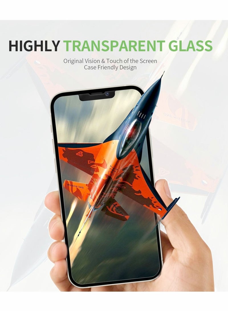 Captaintech Screen Protector Designed for iPhone 13/14, 6.1 Inch with 3 Packs Camera Lens Protector, Ultra HD Full Screen Tempered Glass, 9H Hardness, Scratch Resistant, Easy Install - Case Friendly - Image 3