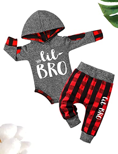 Fommy Baby Boy Clothes 0-3 Months Letter Print Long Sleeve Hoodies +Plaid Long Pants 2PCS Outfits Baby Boy Stuff Gifts Set - Image 5