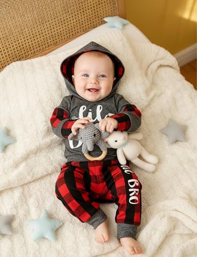 Fommy Baby Boy Clothes 0-3 Months Letter Print Long Sleeve Hoodies +Plaid Long Pants 2PCS Outfits Baby Boy Stuff Gifts Set - Image 2
