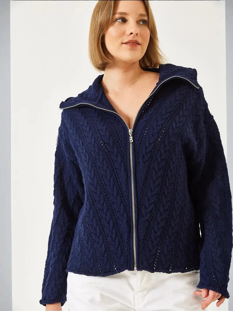 بيانكو لوتشي كارديجان لوكسي محبوك بنقوش وياقة بسحاب