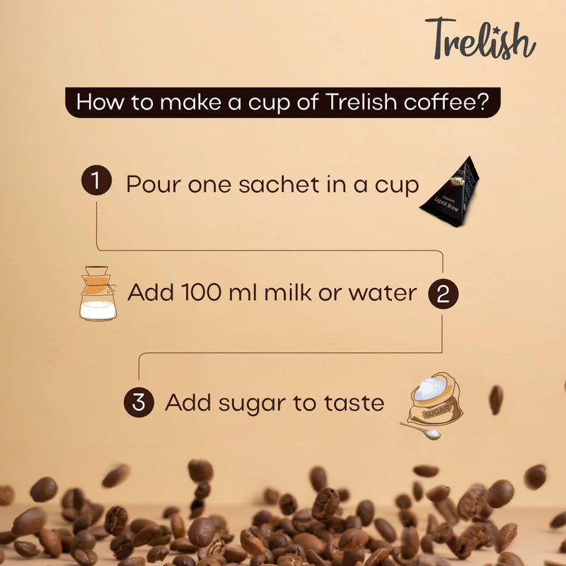 Trelish Vanilla Cheesecake Instant Coffee | Dark Roast | Liquid | Makes 14 Cups | Pack of 28 Pouches - Image 4