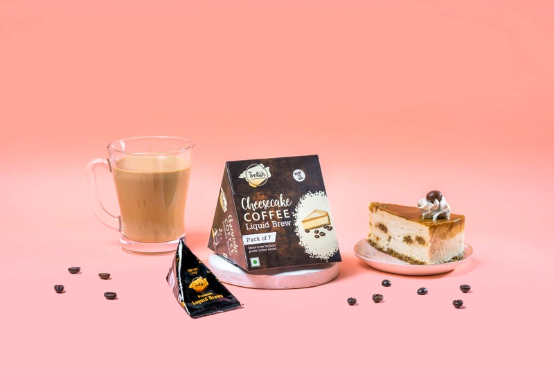 Trelish Vanilla Cheesecake Instant Coffee | Dark Roast | Liquid | Makes 14 Cups | Pack of 28 Pouches - Image 2