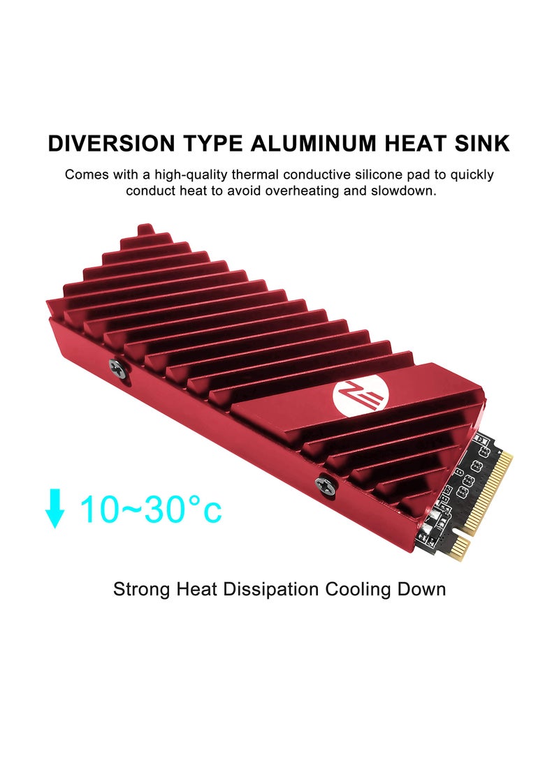 EZDIY-FAB EZDIY-FAB M.2 SSD heatsink 2280, Double-Sided Heat Sink, High Performance SSD Radiator for PC / PS5 for PCIE NVME M.2 SSD or SATA M.2 SSD- Red  - Image 5