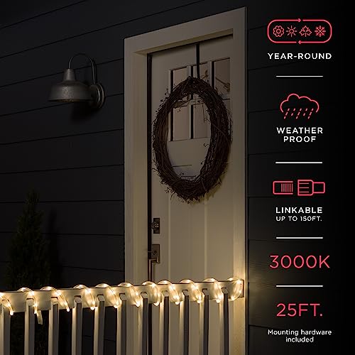 UltraPro LED Rope Lights, 25ft Classic Clear Rope, Warm White Light 3000K, Indoor/Outdoor, Flexible, Linkable, Durable, Rope Lights Outdoor, 54504 - Image 2