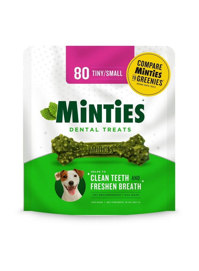 Minties Dental Chews for Dogs, 80 Count, Vet-Recommended Mint-Flavored Dental Treats for Tiny/Small Dogs 5-24 lbs, Dental Bones Clean Teeth, Fight Bad Breath, and Removes Plaque and Tartar - Image 1