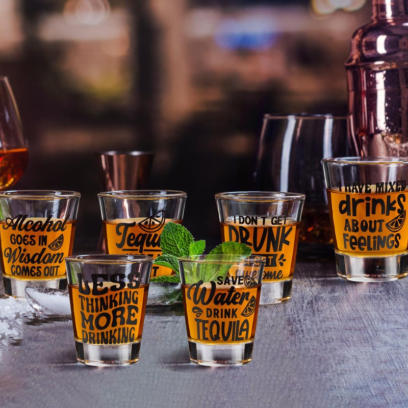 Kolewo4ever 24 Pieces Funny Friends Shot Glasses Funny Friends Shot Glasses Clear Shot Glass Cups with Heavy Base for Adult Small Glass Shot Cups 1.75 oz Shot Glass for Best Friends (Style-2) - Image 5