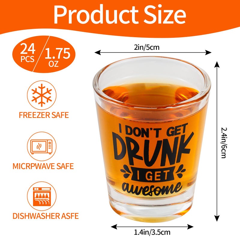 Kolewo4ever 24 Pieces Funny Friends Shot Glasses Funny Friends Shot Glasses Clear Shot Glass Cups with Heavy Base for Adult Small Glass Shot Cups 1.75 oz Shot Glass for Best Friends (Style-2) - Image 2
