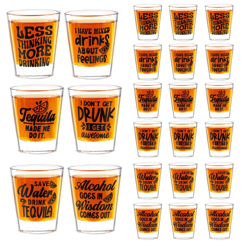 Kolewo4ever 24 Pieces Funny Friends Shot Glasses Funny Friends Shot Glasses Clear Shot Glass Cups with Heavy Base for Adult Small Glass Shot Cups 1.75 oz Shot Glass for Best Friends (Style-2) - Image 1