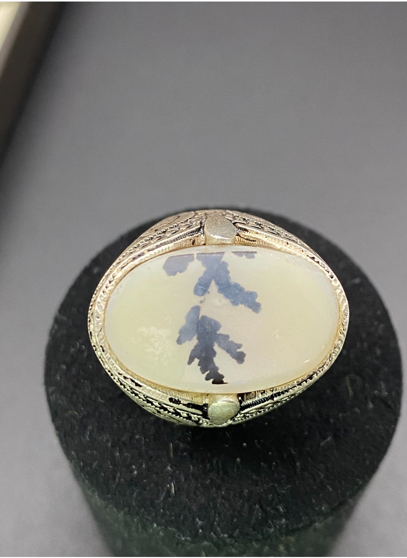 Generic - Men's ring, original natural Yemeni agate, 925 sterling silver, men's rings, Turkish-made, royal, men's gift, luxury sterling silver, rosary, gifts, luxury men's rosary, royal, Yemeni agate, gemstone set, men's rings, rosary sets, gemstones A23 - Image 1