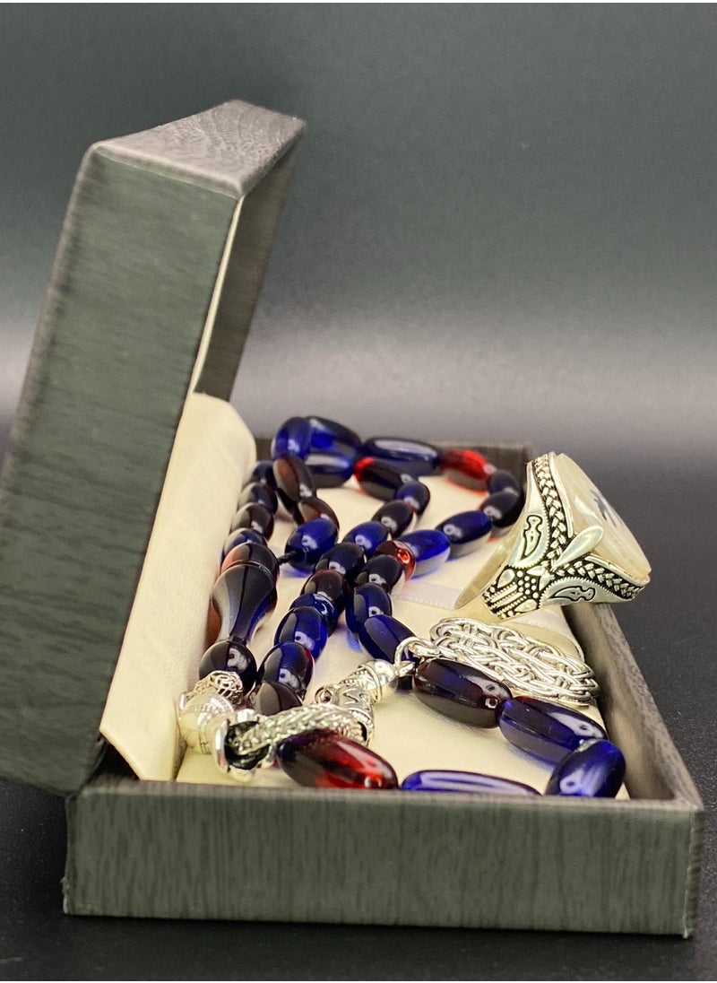 Generic - Men's ring, original natural Yemeni agate, 925 sterling silver, men's rings, Turkish-made, royal, men's gift, luxury sterling silver, rosary, gifts, luxury men's rosary, royal, Yemeni agate, gemstone set, men's rings, rosary sets, gemstones A23 - Image 1