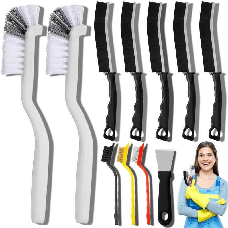 Dfacio 11Pcs Crevice Cleaning Brush Set, Hard Bristle Cleaning Supplies for Kitchen, Bathroom, Corner, Grout, Sink, Cup, Teapot, Bottle, Blender - Image 1