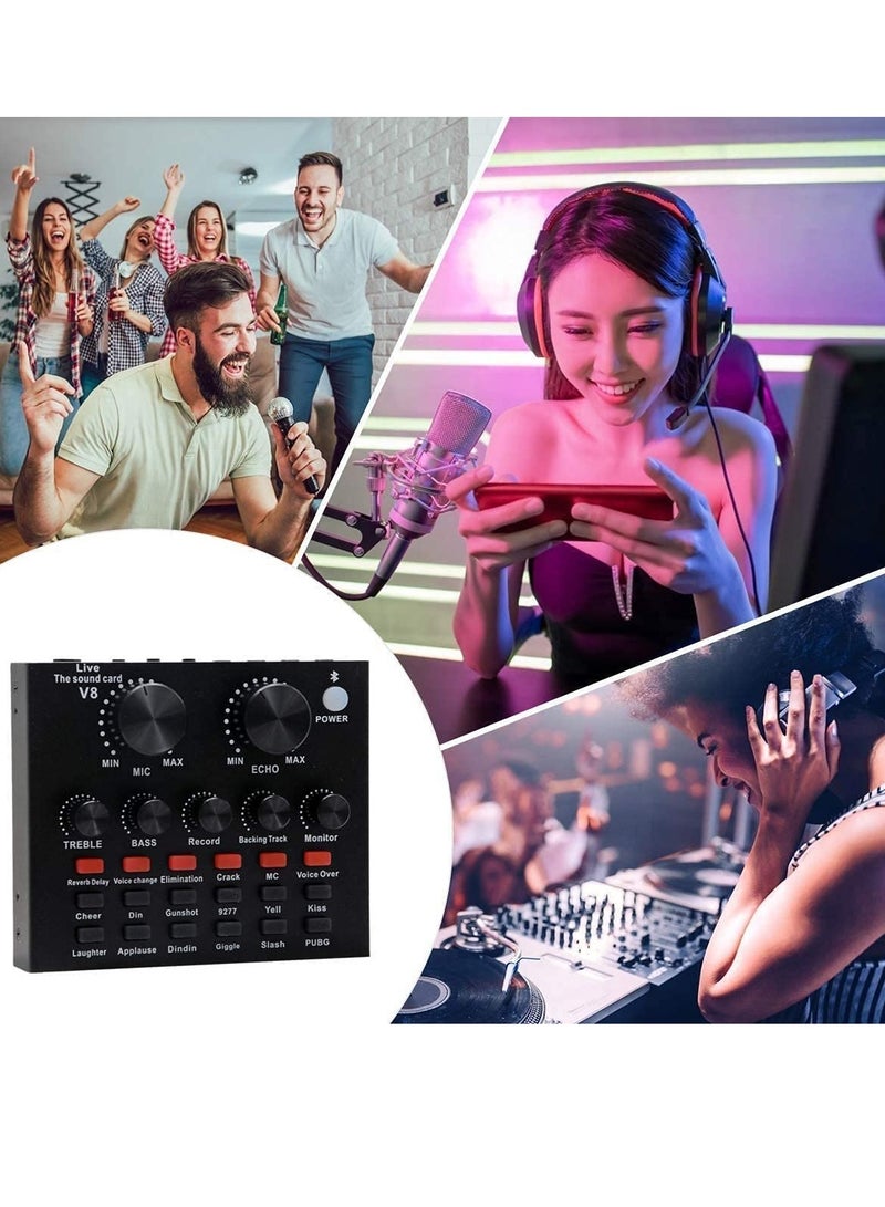 Microphone,Live Sound Card & BM800 Suspension Microphone Kit Broadcasting Recording Condenser Microphone Set Intelligent Volume Audio Mixer Sound Card for Computer PC Live Sound  - Image 3