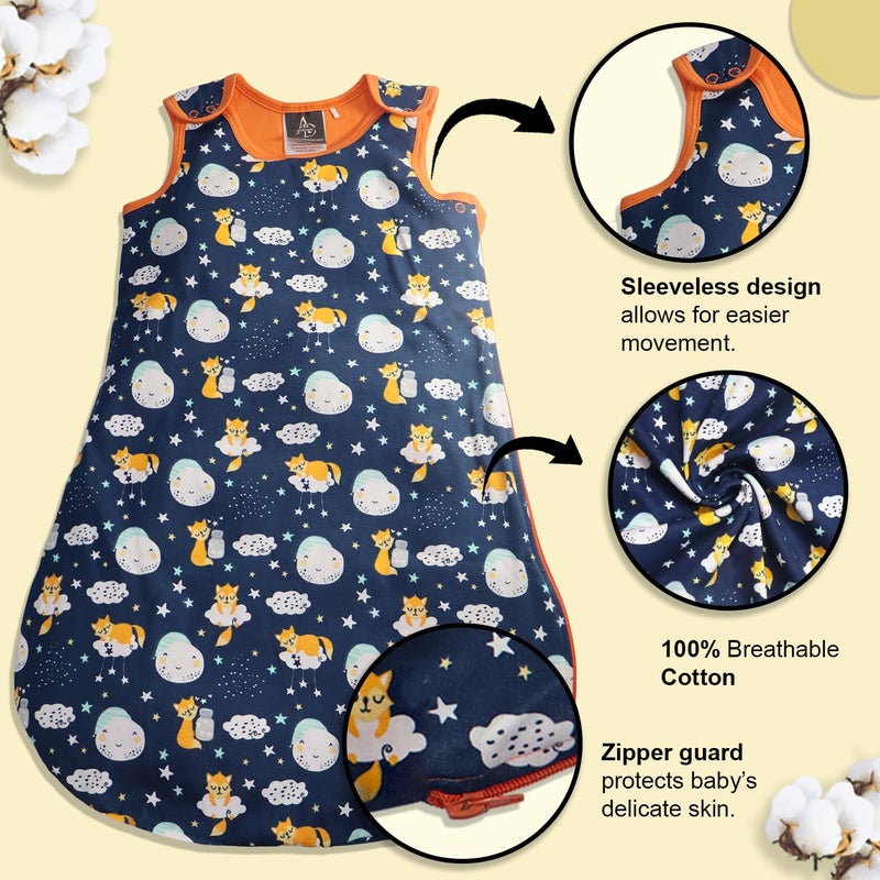 Adhigams New Born Baby Cosmic Night Stylish Cotton Sleeping Bag for Baby boy and Girl | For 0 to 12 Months (Pack of 1) - Image 4