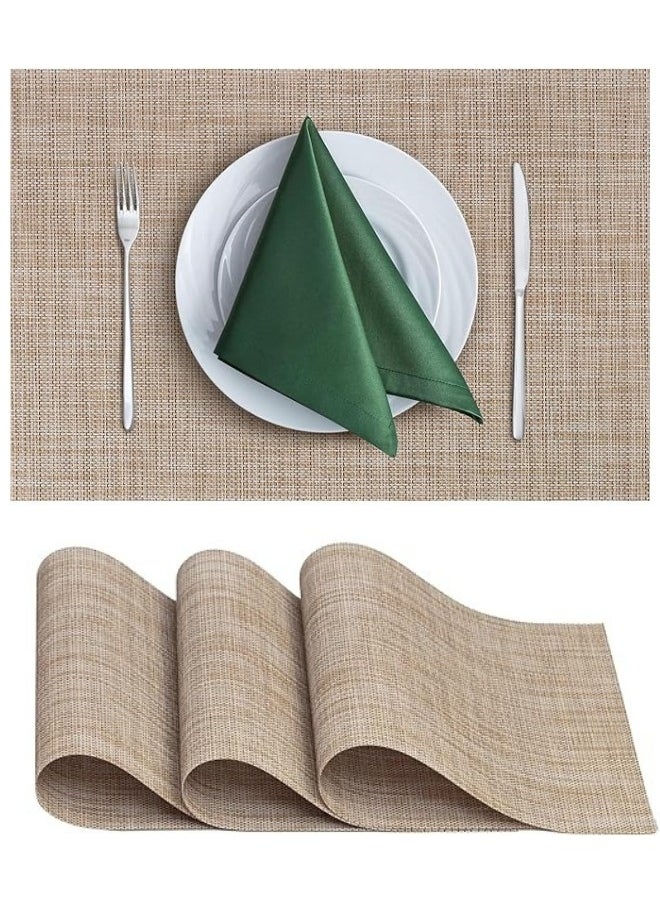 FALMER - 6PCS PlaceMats for Kitchen Dining Table45X30CM-Beige - Image 1