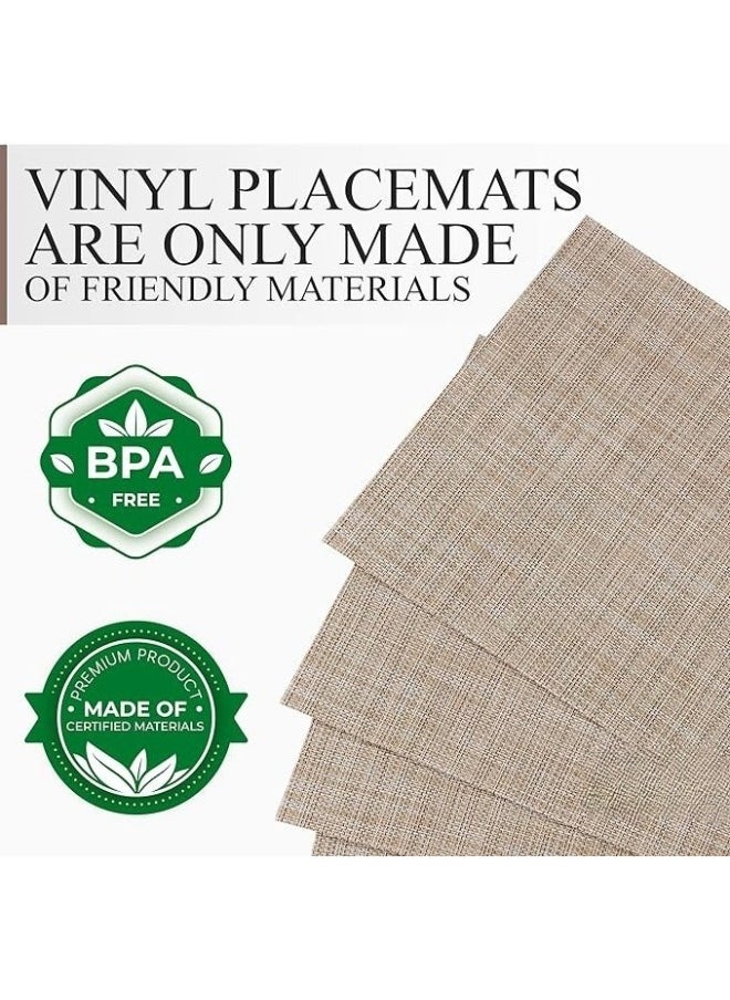 FALMER - 6PCS PlaceMats for Kitchen Dining Table45X30CM-Beige - Image 1