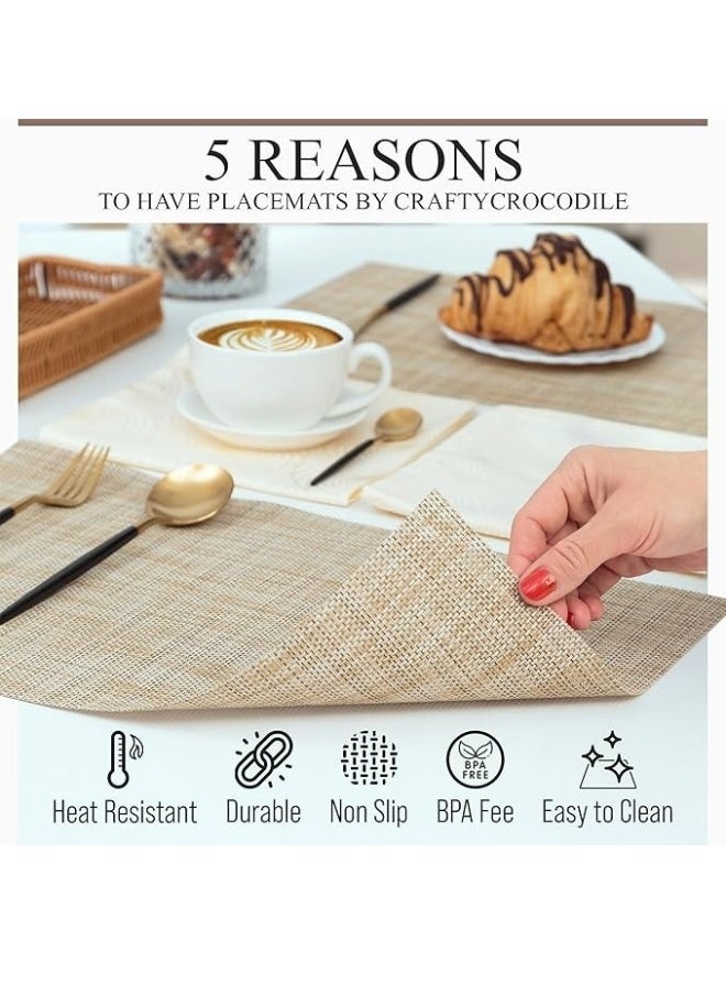 FALMER - 6PCS PlaceMats for Kitchen Dining Table45X30CM-Beige - Image 1
