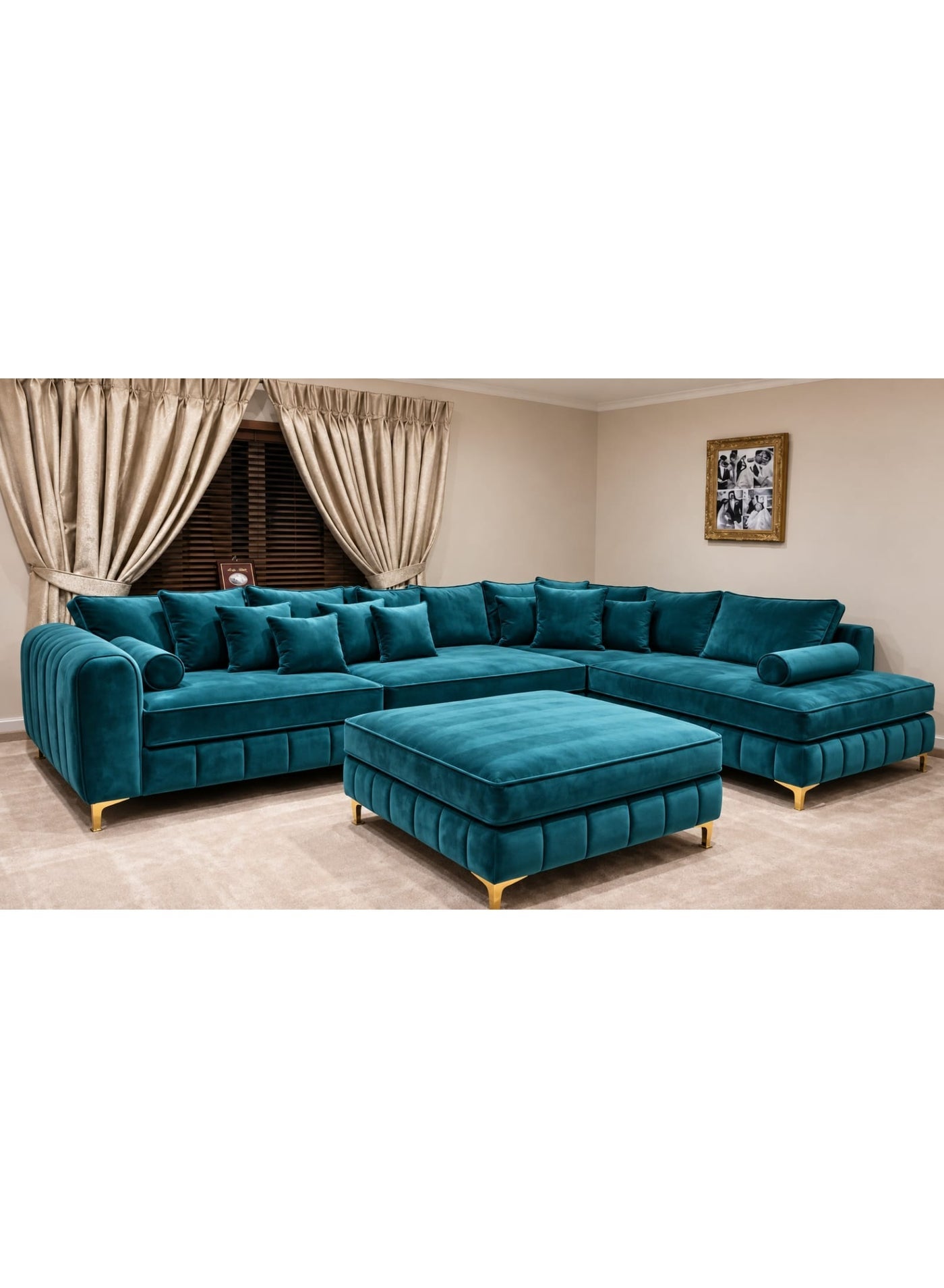 Luxury L-Shaped Sectional Sofa with Deep Seating and Chaise Lounge