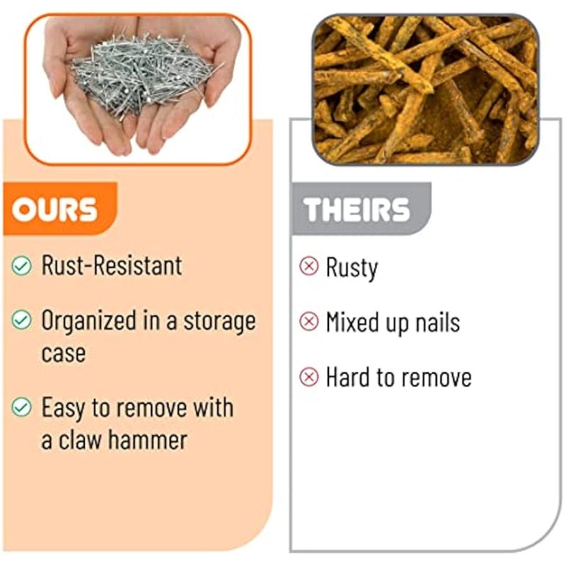 - Nail Assortment Kit, 400 PCS, 6 Sizes, Silver, Small Nails for Hanging Pictures, Finishing Nails, Wall Nails for Hanging, Pin Nails, Hardware Nails, Assorted Nails, Galvanized Nails - Image 5