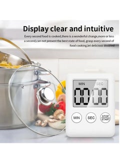 AROAQ Digital Timer, 1pc Small Count Down/up Clock with Magnetic Attachment, Big LCD Display Loud Sounds Minute Second Kitchen Timer for Games, Cooking, Classroom, (Yellow)  - Image 2