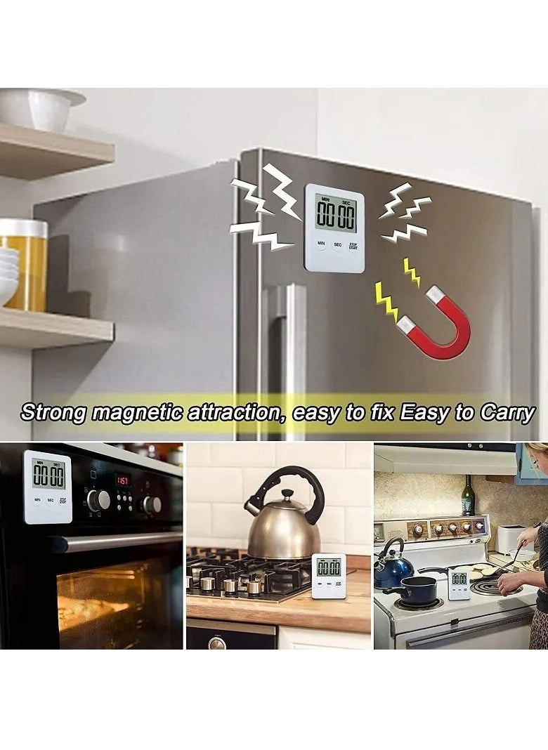 AROAQ Digital Timer, 1pc Small Count Down/up Clock with Magnetic Attachment, Big LCD Display Loud Sounds Minute Second Kitchen Timer for Games, Cooking, Classroom, (Yellow)  - Image 3