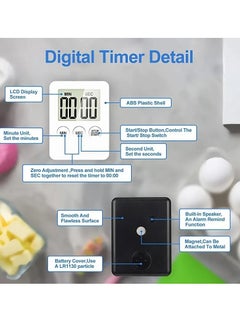 AROAQ Digital Timer, 1pc Small Count Down/up Clock with Magnetic Attachment, Big LCD Display Loud Sounds Minute Second Kitchen Timer for Games, Cooking, Classroom, (Yellow)  - Image 4