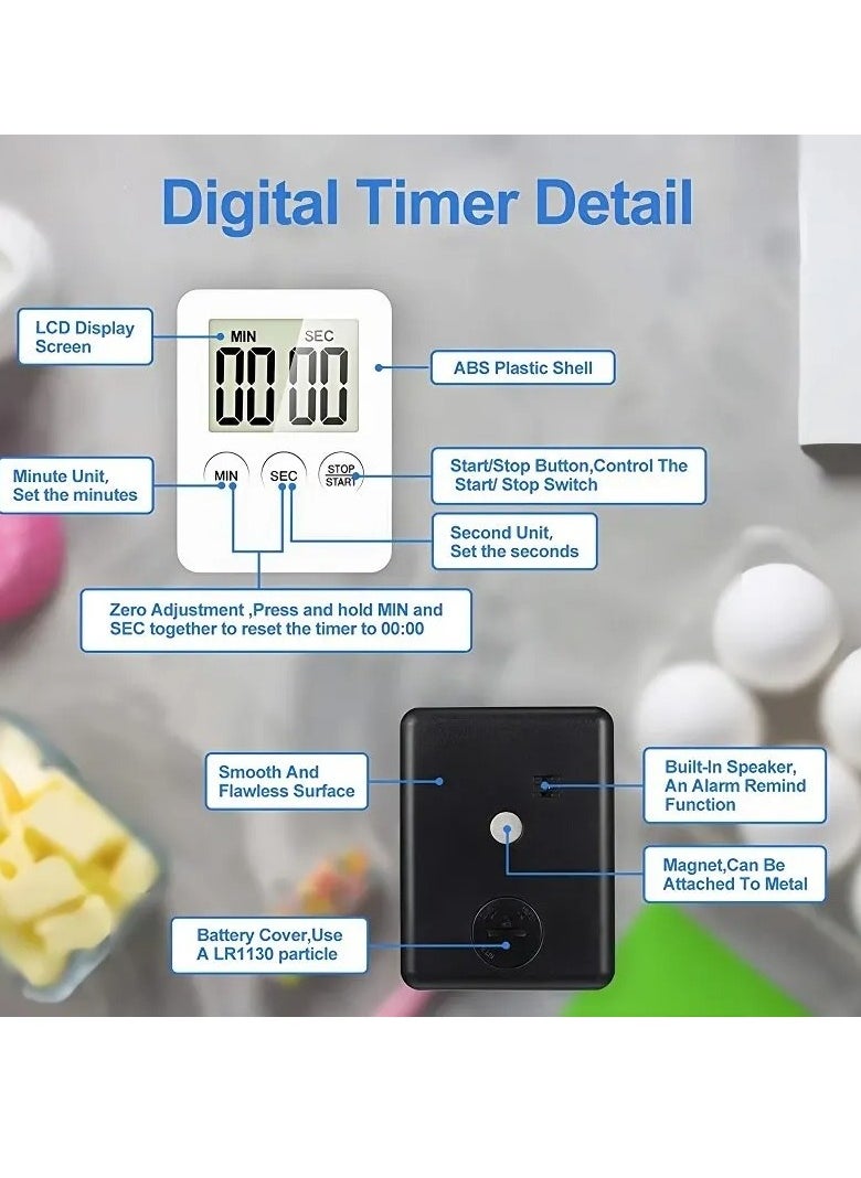 AROAQ Digital Timer, 1pc Small Count Down/up Clock with Magnetic Attachment, Big LCD Display Loud Sounds Minute Second Kitchen Timer for Games, Cooking, Classroom, (Yellow)  - Image 4