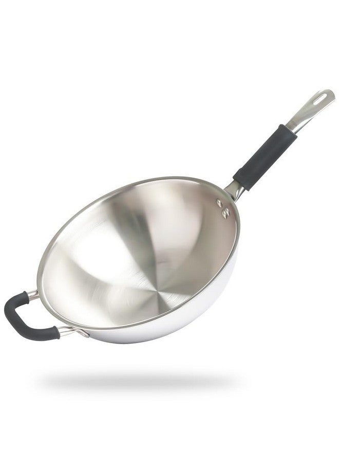 Allo Allo Triply Stainless Steel Wok for Deep Fry/Stir Fry/Dry Veg/Sauté/Chinese Wok Cooking/Noodles Induction Friendly Naturally Non-Stick | 10 Years Warranty, 26Cm, 3.7 Litre  - Image 1
