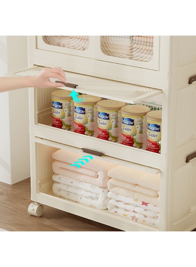 Noon East Portable Children Closet And Storage Drawers stackable for Clothes, Toys, Bedding Storage With Wheels 2 Wardrobes Easy Self assembly, Dimension 129CM Height, 57CM Length, 32CM Width - Image 3