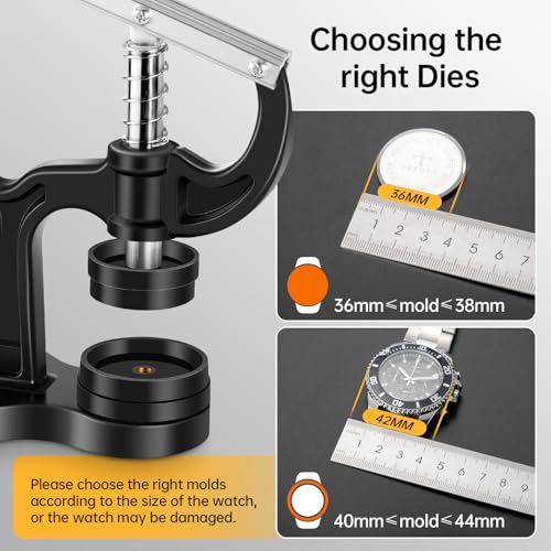Eventronic 16Pcs Watch Press Tool Set, Back Case Closer for Closing Watch Cover, Watch Battery Replacement Tool Kit with 18 to 50mm Circular Dials - Image 5