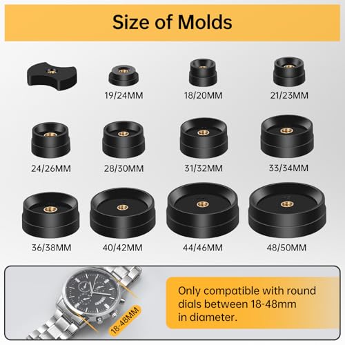 Eventronic 16Pcs Watch Press Tool Set, Back Case Closer for Closing Watch Cover, Watch Battery Replacement Tool Kit with 18 to 50mm Circular Dials - Image 4