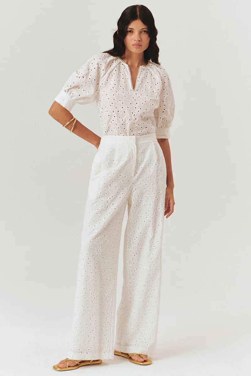 Exquise Lace Fabric Loose Fit Trousers