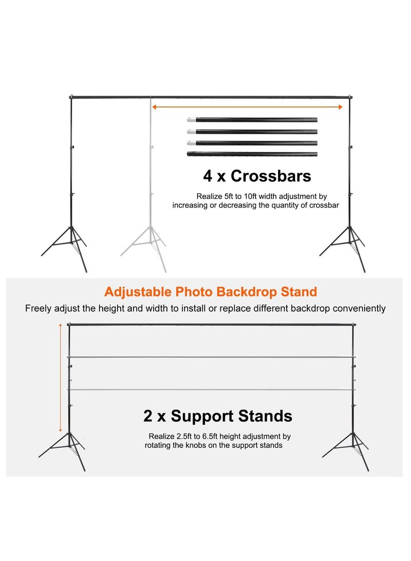 Backdrop Stand, 10Ft Wide Adjustable Backdrop Stand, Background Support System Kit with Clamps Carry Bag for Photography, Wedding, Party Decoration, Photo Video Studio  - Image 5