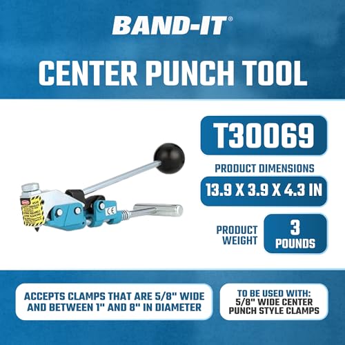 BAND-IT T30069 Center Punch Tool, Includes Adapter For 3/8" Wide Center Punch Clamps, Hand Tool To Be Used With 5/8" Wide Center Punch Style Clamps - Image 2
