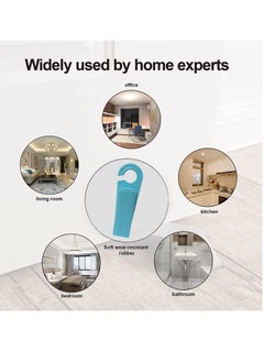 Y&D Door Stops - Pack of 4 Rubber Security Wedge for Bottom on Carpet, Concrete, Tile, Linoleum & Wood Heavy Duty Stoppers, For All Floor Types, Decorative Stopper Includes ABS Hook  - Image 4