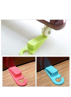 Y&D Door Stops - Pack of 4 Rubber Security Wedge for Bottom on Carpet, Concrete, Tile, Linoleum & Wood Heavy Duty Stoppers, For All Floor Types, Decorative Stopper Includes ABS Hook  - Image 2