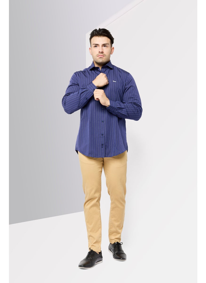 Harmont & Blaine Men Narrow Fit Long Sleeve Stripe Casual Shirt, Multicolor  - Image 2